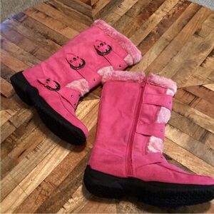 💕💕Pink Boots! Max Collection Strappy Pink Boots Faux Fur Zipper